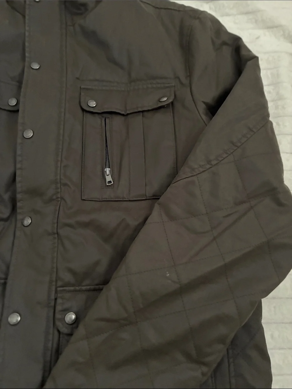 Johnnie-O Norton Quilted Snap Jacket Mens Medium Olive Green Utility Field Coat